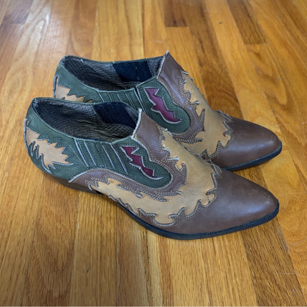 Vintage Multicolor Western Ankle Booties